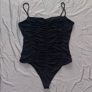 Abercrombie & Fitch Black Ruched Bodysuit